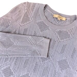 LOFT Womens 100% Cotton Open Knit Sweater Business Casual Office Stretch Medium